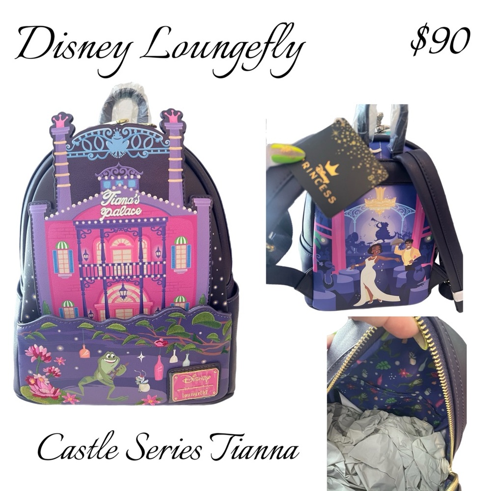 Loungefly Disney Castle Series Tianna Backpack - Pink and Purple